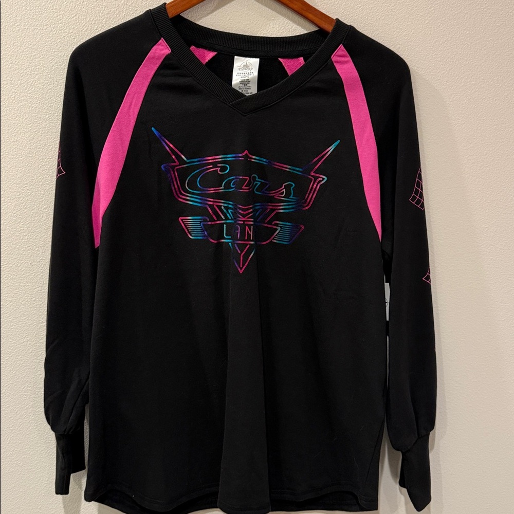 Disney Cars Black and Pink Carsland Longsleeve Crewneck